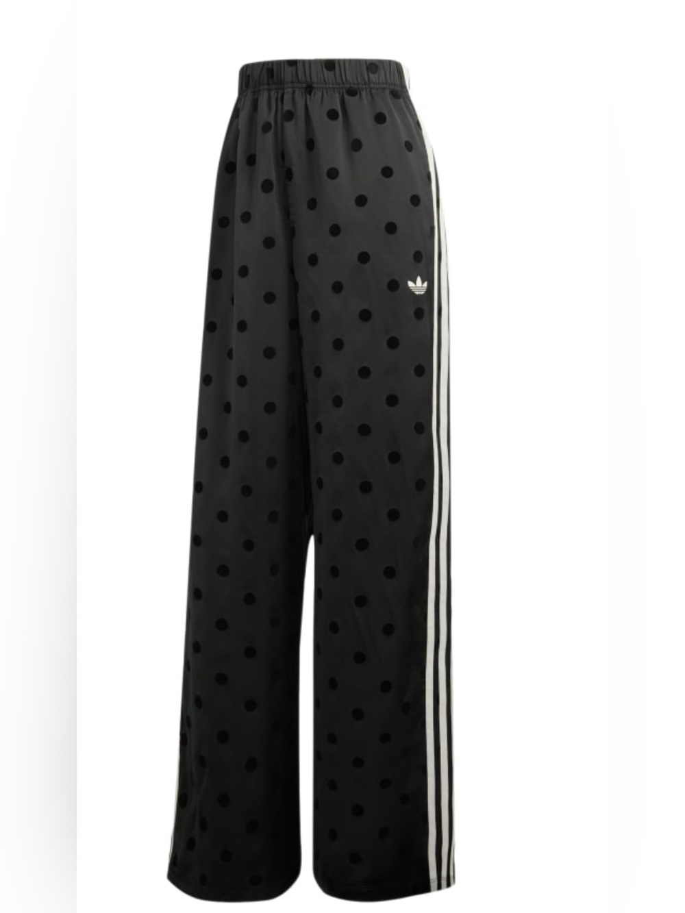 Adidas Originals Women’s BLACK SATIN POLKA DOTS WIDE LEG PANT - Picture 1 of 6